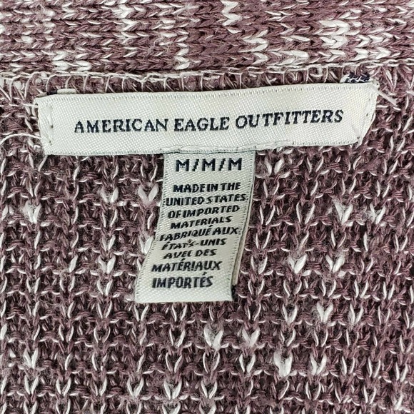 American Eagle Size M Brown Taupe Cardigan Waffle Knit - Picture 6 of 9